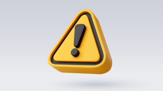 3d Vector Yellow warning sign with Exclamation mark concept.