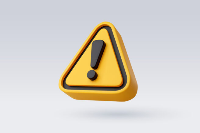 3d Vector Yellow warning sign with Exclamation mark concept.